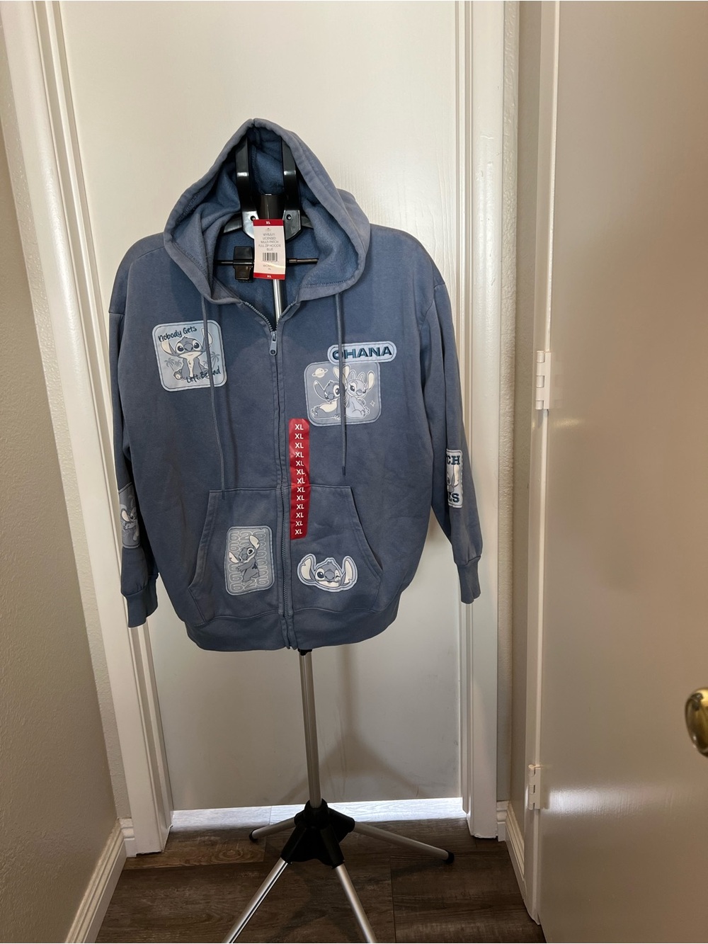 Disney Youth Blue Stitch 'Ohana Patch Zip Hoodie